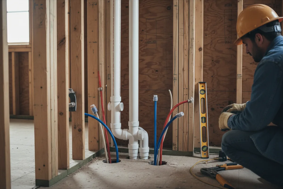 Drain and supply rough-in during Garbage Disposal Repair in Stacy