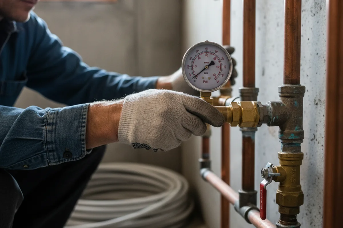 Pressure testing a repaired line during Water Line Repair in Stacy